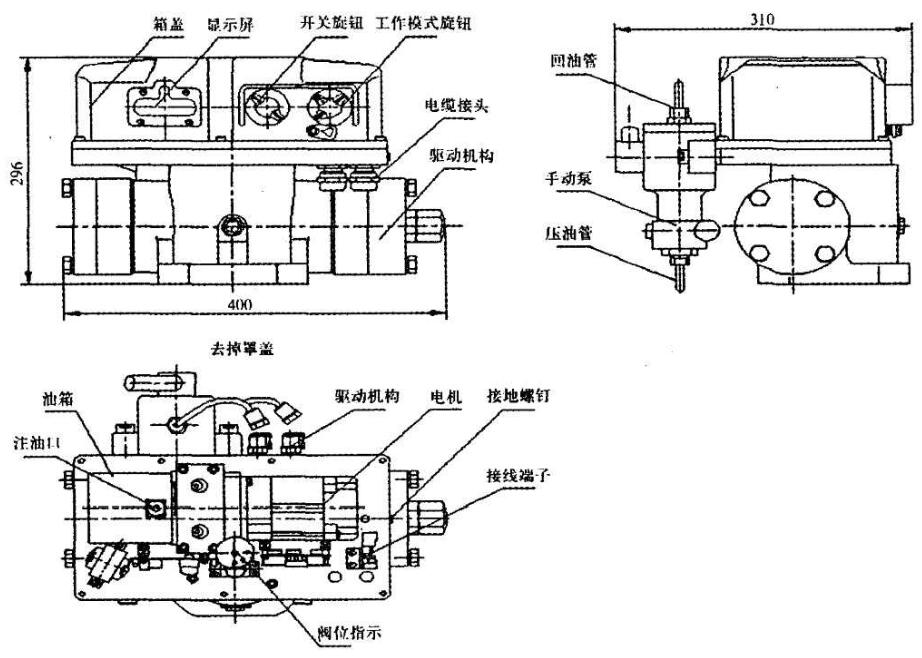 電液動(dòng)閥門(mén)驅動(dòng)裝置外形結構圖 電液動(dòng)閥門(mén)驅動(dòng)裝置外形結構圖